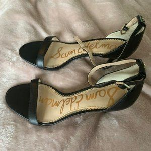 Sam Edelman black leather open toe sandals heels 8.5